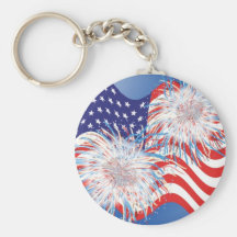 USA Flag and Fireworks keychain