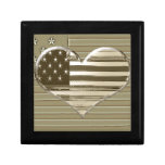 USA Flag and Heart Design Jewelry Box