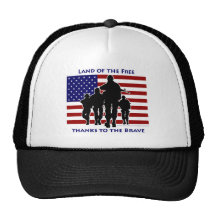 USA Flag and Soldiers Silhouette Cap Hat