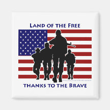 USA Flag and Soldiers Silhouette Magnet