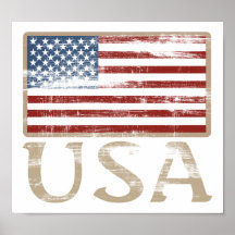 USA Flag Distressed Poster