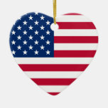 USA Flag Heart Christmas Ornaments