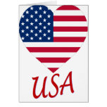 USA Flag Heart Greeting Cards