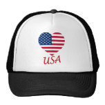 USA Flag Heart Mesh Hat