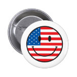 USA Flag Smiley Happy Face Pins