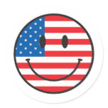 USA Flag Smiley Happy Face Stickers