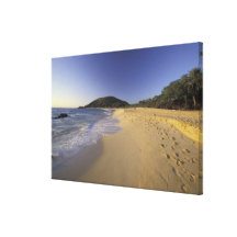 USA, Hawaii, Maui, Footprints in sand, Makena Stretched Canvas Print