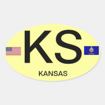USA- Kansas Euro-style Oval Sticker