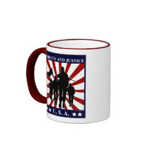 USA Liberty and Justice Soldiers Patriotic Mug
