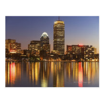 USA, Massachusetts, Boston skyline at dusk 2 Post Cards