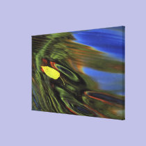 USA, Michigan, Birch leaf in river with autumn canvas prints