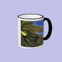 USA, Michigan, Birch leaf in river with autumn mugs