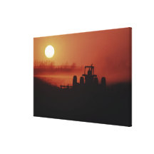 USA, Mississippi, discing cotton field Canvas Print
