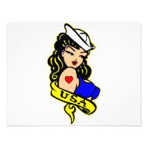 USA Navy Pinup Girl Personalized Invitations