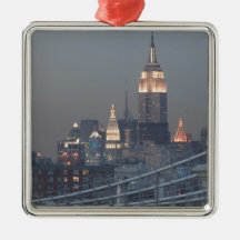 USA, New York City, View of Manhattan Bridge, Christmas Tree Ornament