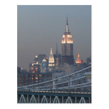 USA, New York City, View of Manhattan Bridge, Postcard