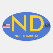 USA- North Dakota European Oval Sticker