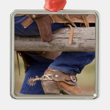 USA, Oregon, Seneca, Ponderosa Ranch. Cowboy Christmas Tree Ornaments