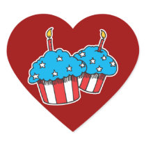 USA patriotic cupcakes Heart Stickers