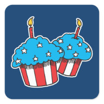 USA patriotic cupcakes Square Sticker