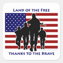 USA Patriotic Flag Soldiers Silhouette Stickers