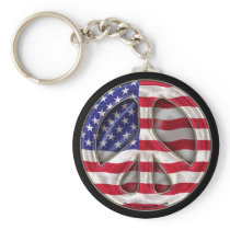 USA Peace Flag Key Chains