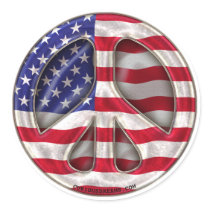 USA Peace Flag Round Stickers