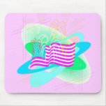 USA-Pink Flag Fireworks Mouse Pad