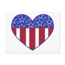 USA Red White and Blue Heart Postcard