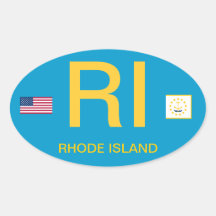 USA- Rhode Island Euro-style Oval Bumper Sticker