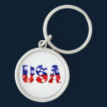 USA Round Keychain
