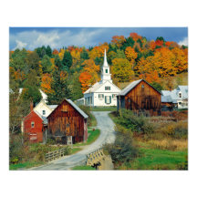 USA, Vermont, Waits River. Fall foliage adds Photo Art