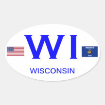 USA- Wisconsin European-style Oval Sticker