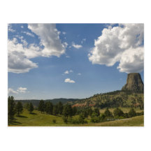 USA, Wyoming, Clouds over Devil's Tower Postcard