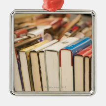 Used books at a rummage sale christmas tree ornament