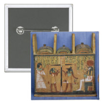 Ushabti casket with a scene of psychostasis pinback buttons