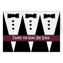 USHER Thank You - Three Tuxedos - Customizable Greeting Card