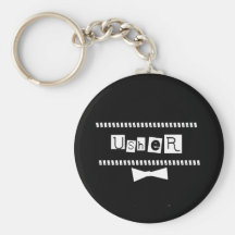 Usher White on Black Key Chain