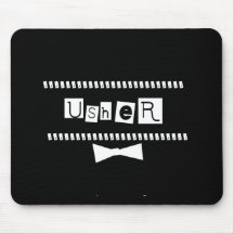 Usher White on Black Mouse Pad