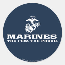 USMC The Few The Proud Logo Stacked - White Stickers