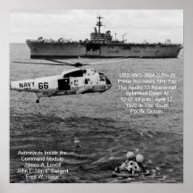 USS IWO JIMA LPH-2 RECOVERY SHIP APOLLO 13 POSTER