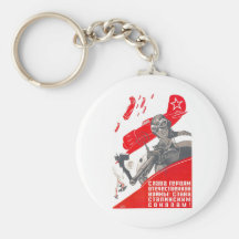 USSR CCCP Cold War Soviet Union Propaganda Posters Keychains