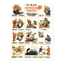 USSR CCCP Cold War Soviet Union Propaganda Posters Post Card