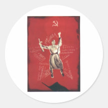 USSR CCCP Cold War Soviet Union Propaganda Posters Round Sticker