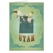 Utah Vintage State Map – Green Greeting Card