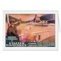 Utazzek Hajoinkon Budapest Travel Poster Greeting Cards