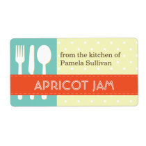 Utensil orange blue from the kitchen of jar label labels