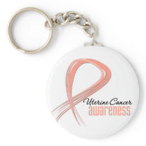 Uterine Cancer Awareness Grunge Ribbon Key Chains