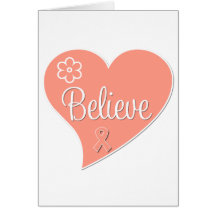 Uterine Cancer Believe Heart Greeting Cards