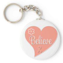 Uterine Cancer Believe Heart Keychains
